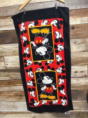 Mickey Mouse Black & Red Beach Towel - Classic Disney Design